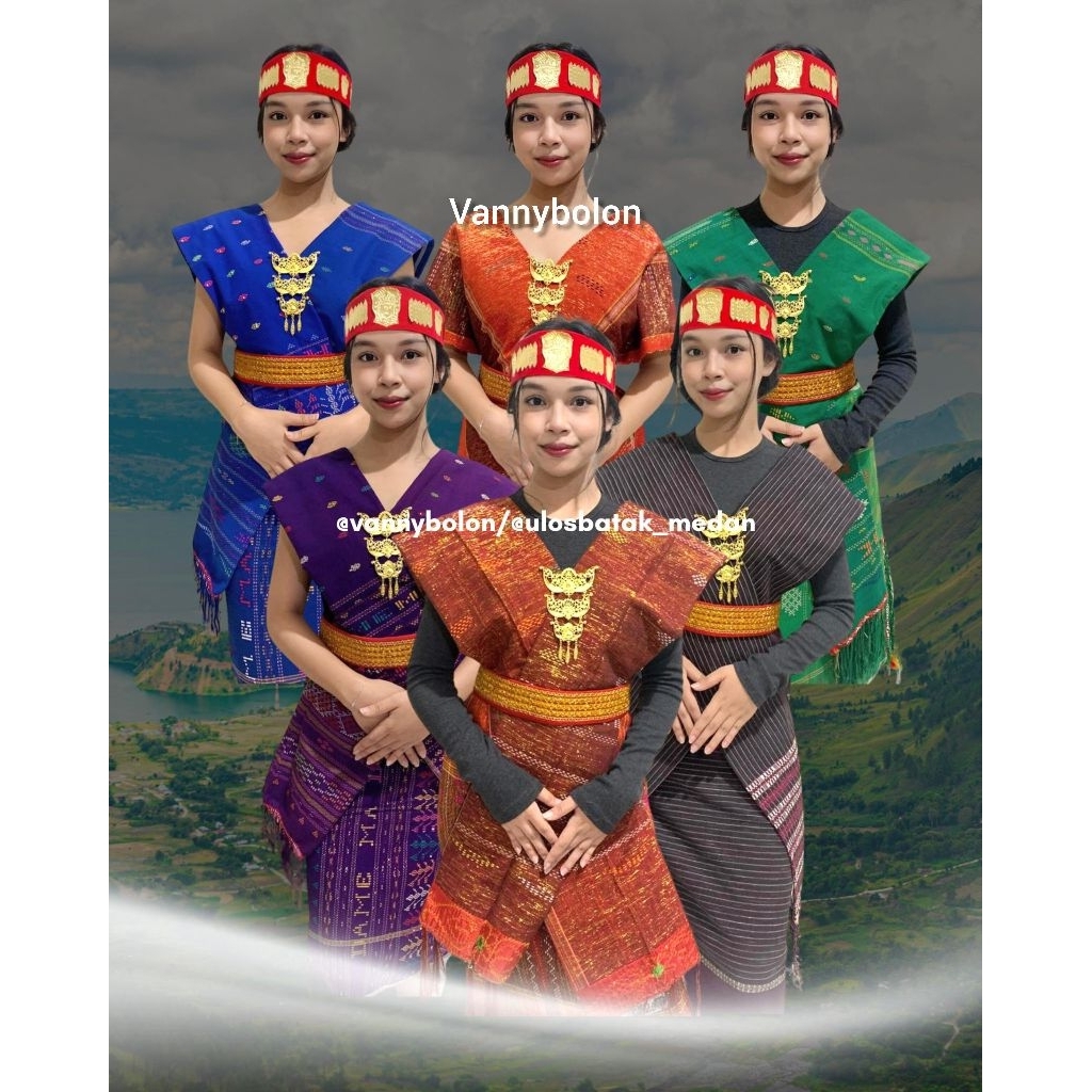 Pakaian Adat Batak Toba Ulos Batak Sadum Ragihotang Merah Hitam Maroon Baju Adat Batak