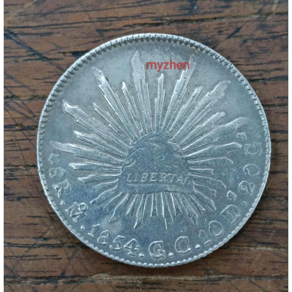 (AL)koin perak mexican 8 reales 1854 orginal