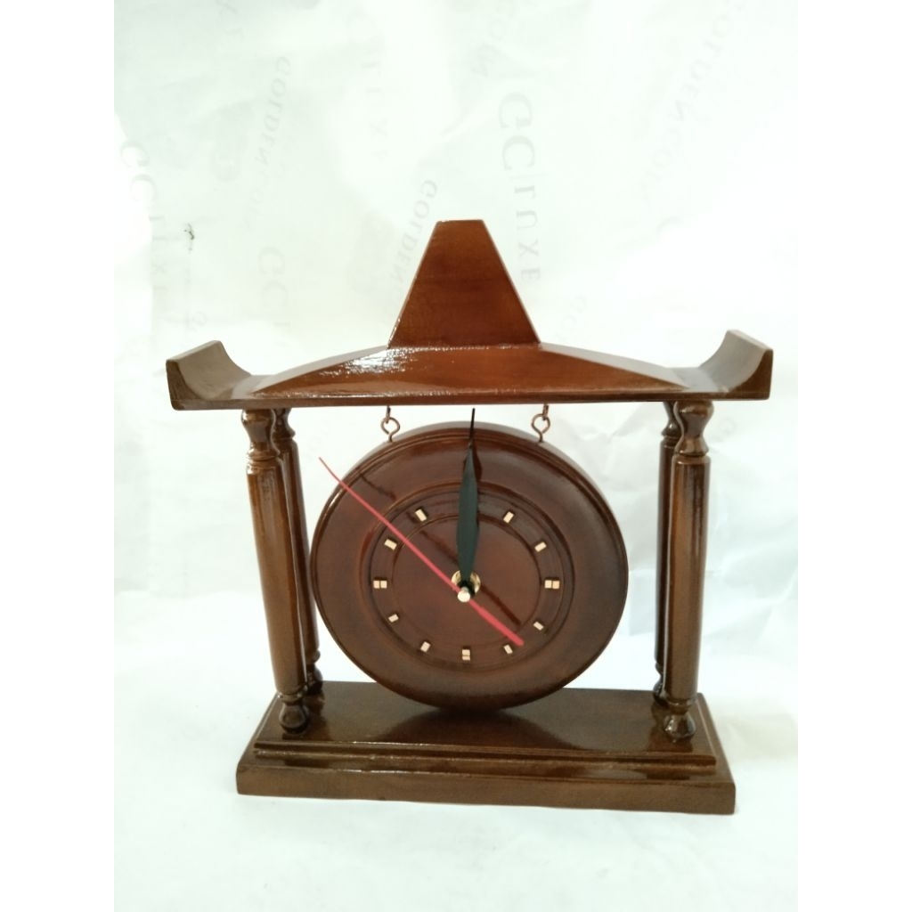 JAM MEJA KAYU JATI "jam gong kayu jati"