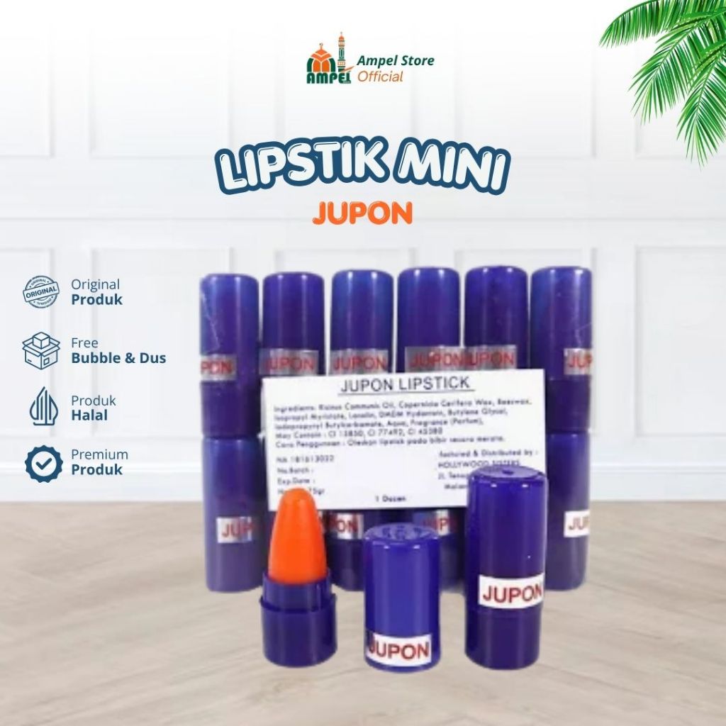 Lipstik Jupon Mini Hasil Warna Merah Asli Halal Dipakai Untuk Melembabkan Bibir
