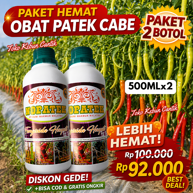 Paket Obat Patek Cabe NOPATEK 500ml x2 Obat Jamur Cabe Obat Busuk Buah Cabai Obat Antraknosa Cabe Fu