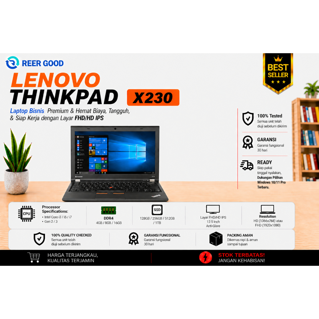 LENOVO THINKPAD x230 CORE i3 I5 I7 GEN 2 3 LAPTOP BEKAS MURAH BERKUALITAS BERGARANSI MULUS LIKE NEW