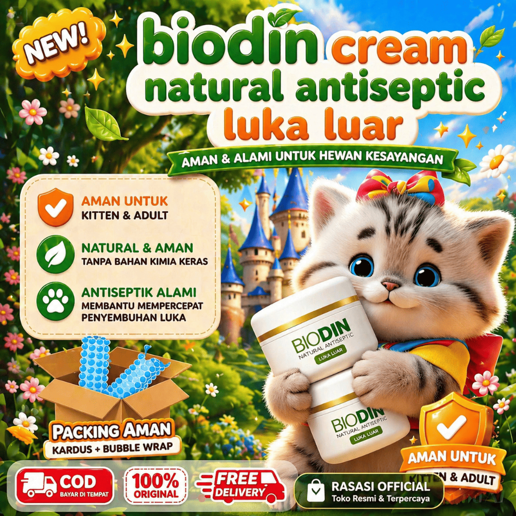 Obat Scabies/Jamur Kucing Kelinci Anjing Biodin Antiseptik Herbal Paling Ampuh Biodin Cream 12g