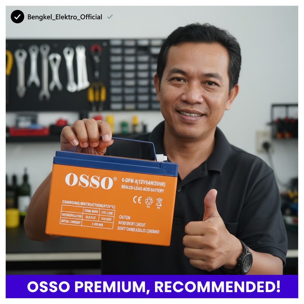 Aki Sprayer Elektrik OSSO Premium 12V 9Ah - Baterai Kering Tangki Semprot Original UPS Kompitable