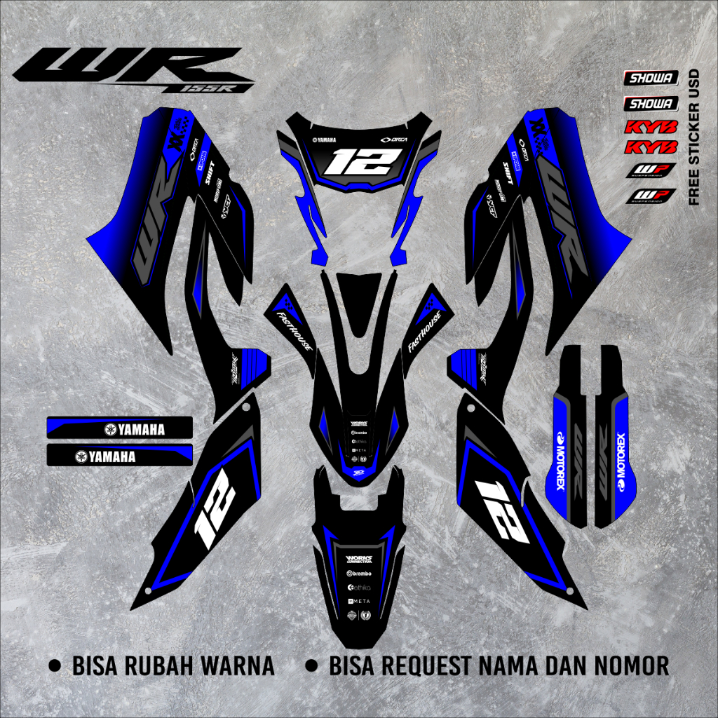 NEW STICKER DECAL WR 155 FULL BODY WARNA HITAM BIRU WR 90