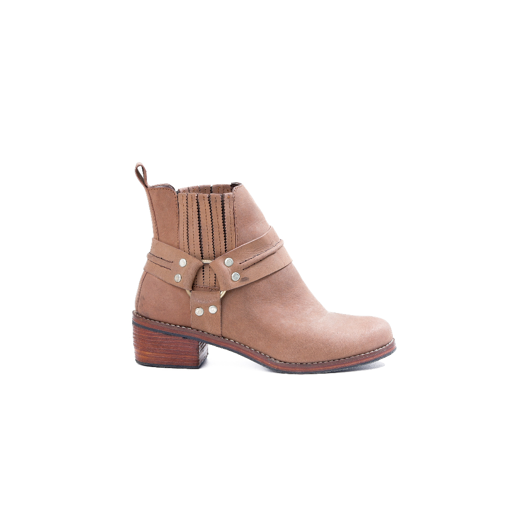 M&T - Sepatu Boots Cowboy Wanita Vinttage Brown Leather