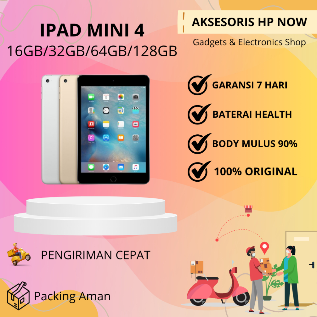 Ipad Mini 4 16GB 32GB 64GB 128GB Wifi Only Second ORIGINAL FULLSET - AHN