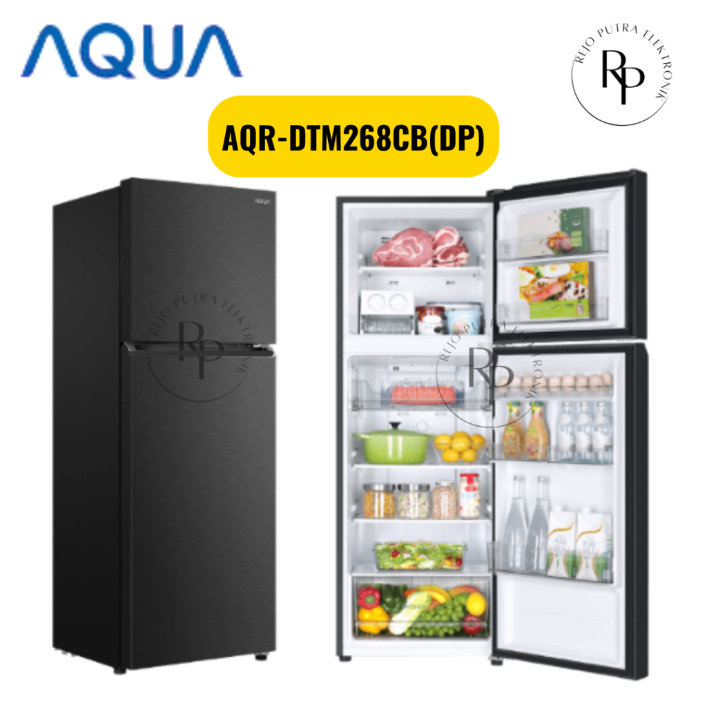 KULKAS AQUA 2 PINTU AQR-DTM268CB(DP) / AQR-DTM265CBP(DS) 205L DARK SILVER HEMAT LISTRIK TURBO COOLIN