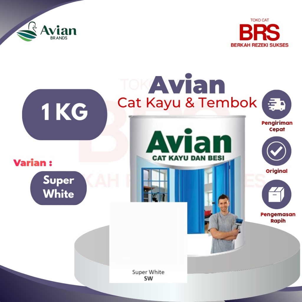 Avian Cat Kayu dan Besi 1 Kg - Super White (Putih Bersih Mengkilap)