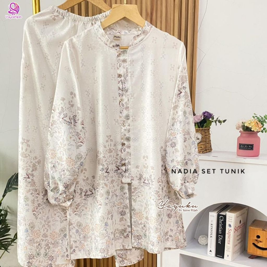 Best Deals Nadia Set Tunik Setelan Wanita Lebaran Kekinian Motif Floral Kondangan Busui Friendly