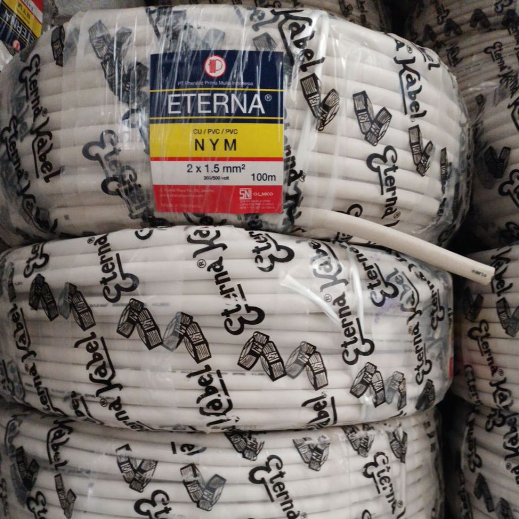 Kabel Kawat Listrik NYM Eterna 2x1.5mm @100 Meter, NYM Eterna 2x2,5@100 Meter , NYM Eterna 3x1,5@100