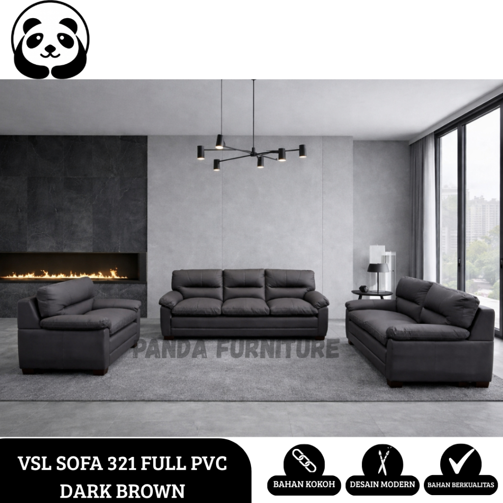 PROMO SOFA 321 VSL DARK BROWN PREMIUM ( TANPA MEJA ) / SOFA MEWAH AESTHETIC BERKUALITAS TERBAIK / SO