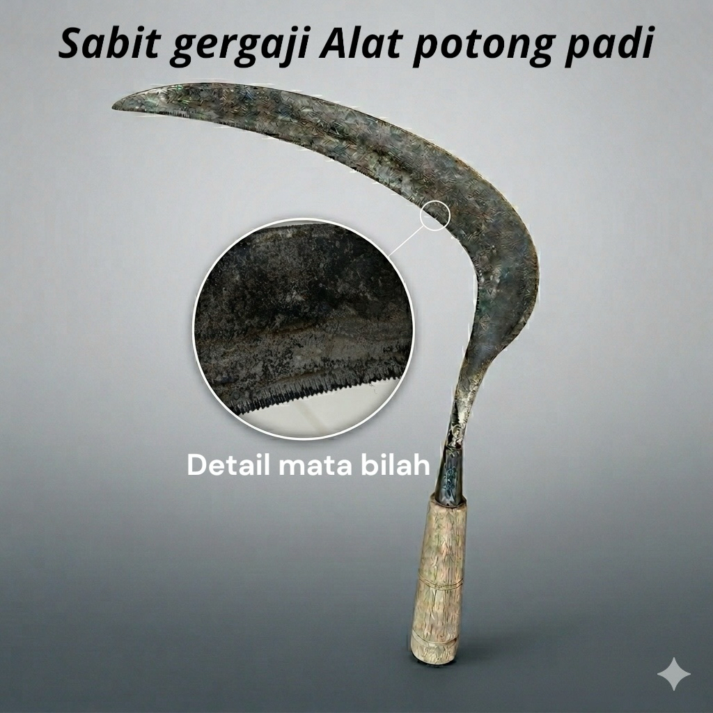 Sabit Aret Gergaji Alat Panen Padi Bergerigi Super Tajam Tanpa Diasah Ukuran besar