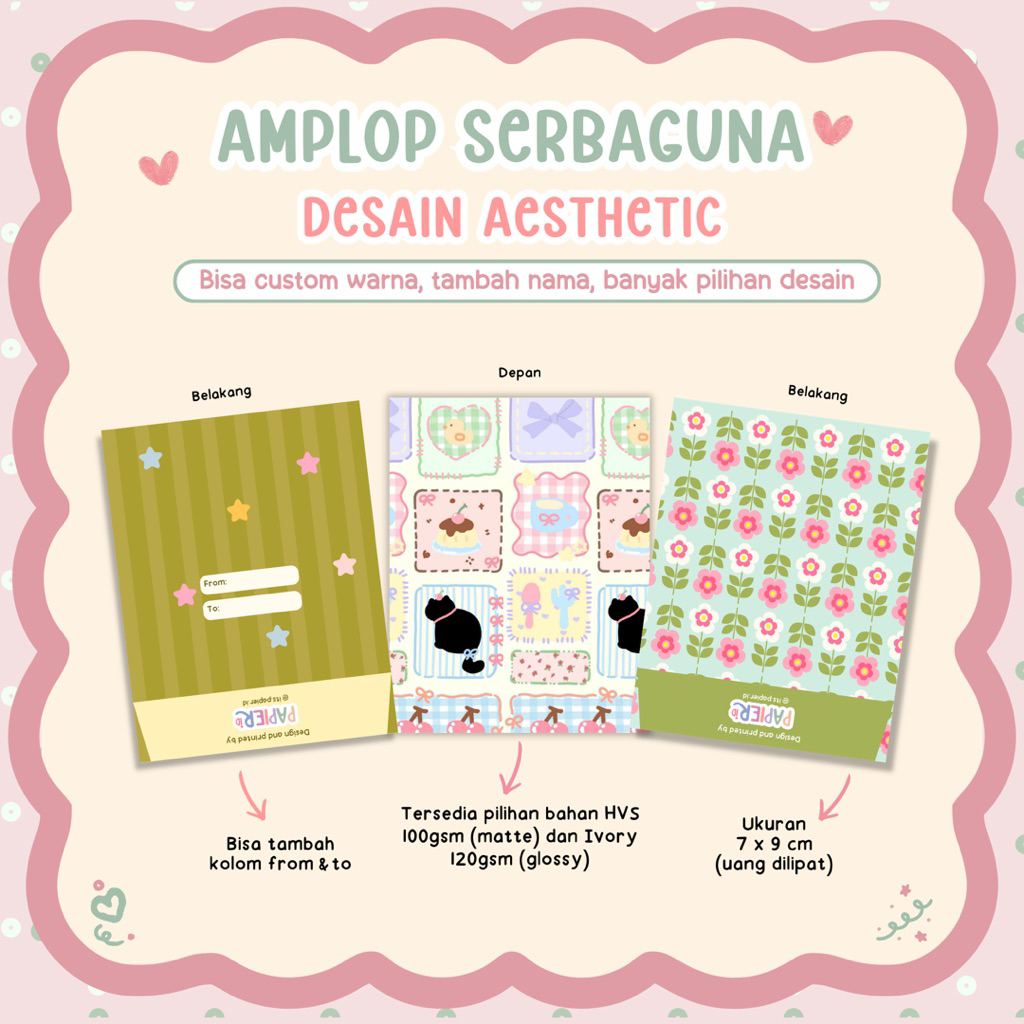 Amplop Serbaguna Aesthetic Cute Lucu Amplop Uang Dilipat