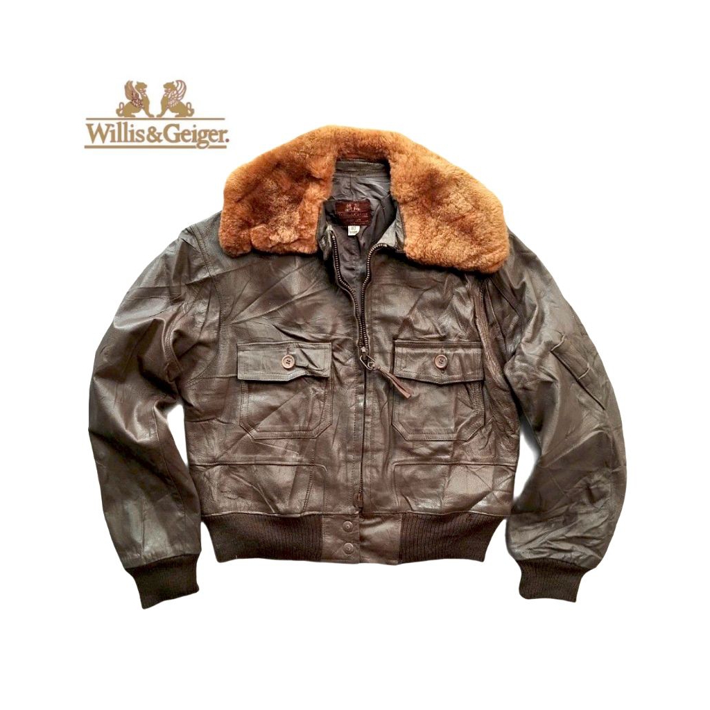 Vtg Willis & Geiger Sheepskin Shearling Jacket X Jaket Kulit Pilot B3 Resident Evil Leon Kennedy Bom