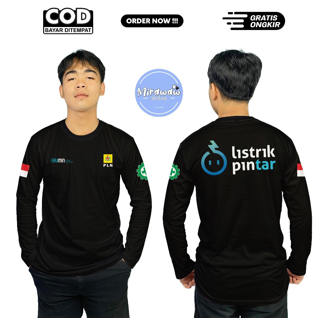 Kaos BUMN PLN Listrik Pintar Lengan Panjang Baju Distro