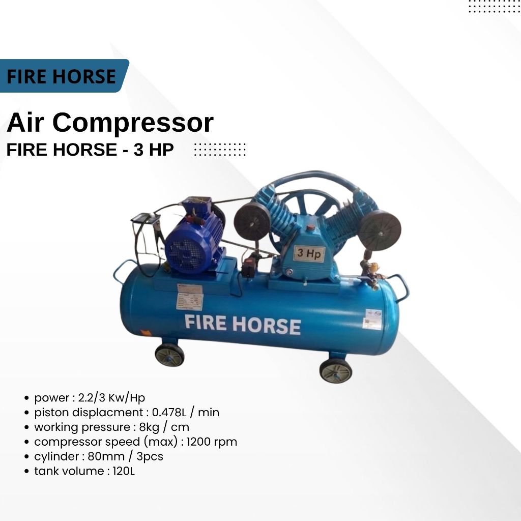 Kompresor Angin Listrik Fire Horse 3 HP 120 Liter - Mesin Kompresor Udara 3PK