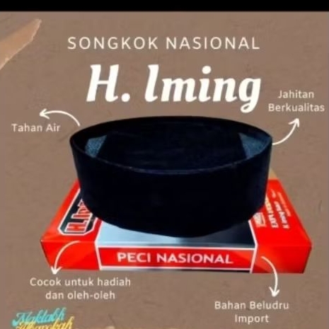 Peci Haji Iming Hitam Polos Songkok 7/8cm Dewasa
