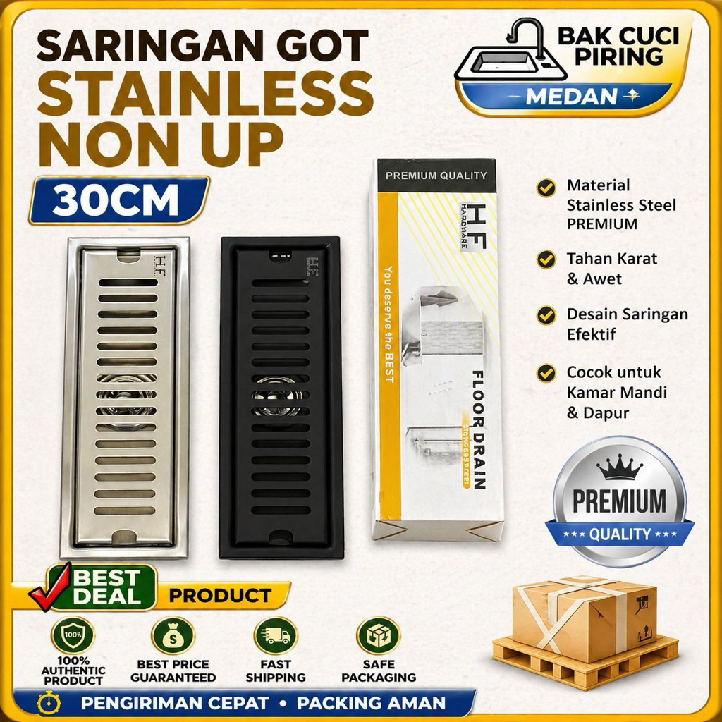 (READYSTOCK)SARINGAN GOT KAMAR MANDI STAINLESS ANTI KARAT 30CM PREMIUM QUALITY/FLOOR DRAIN STAINLESS