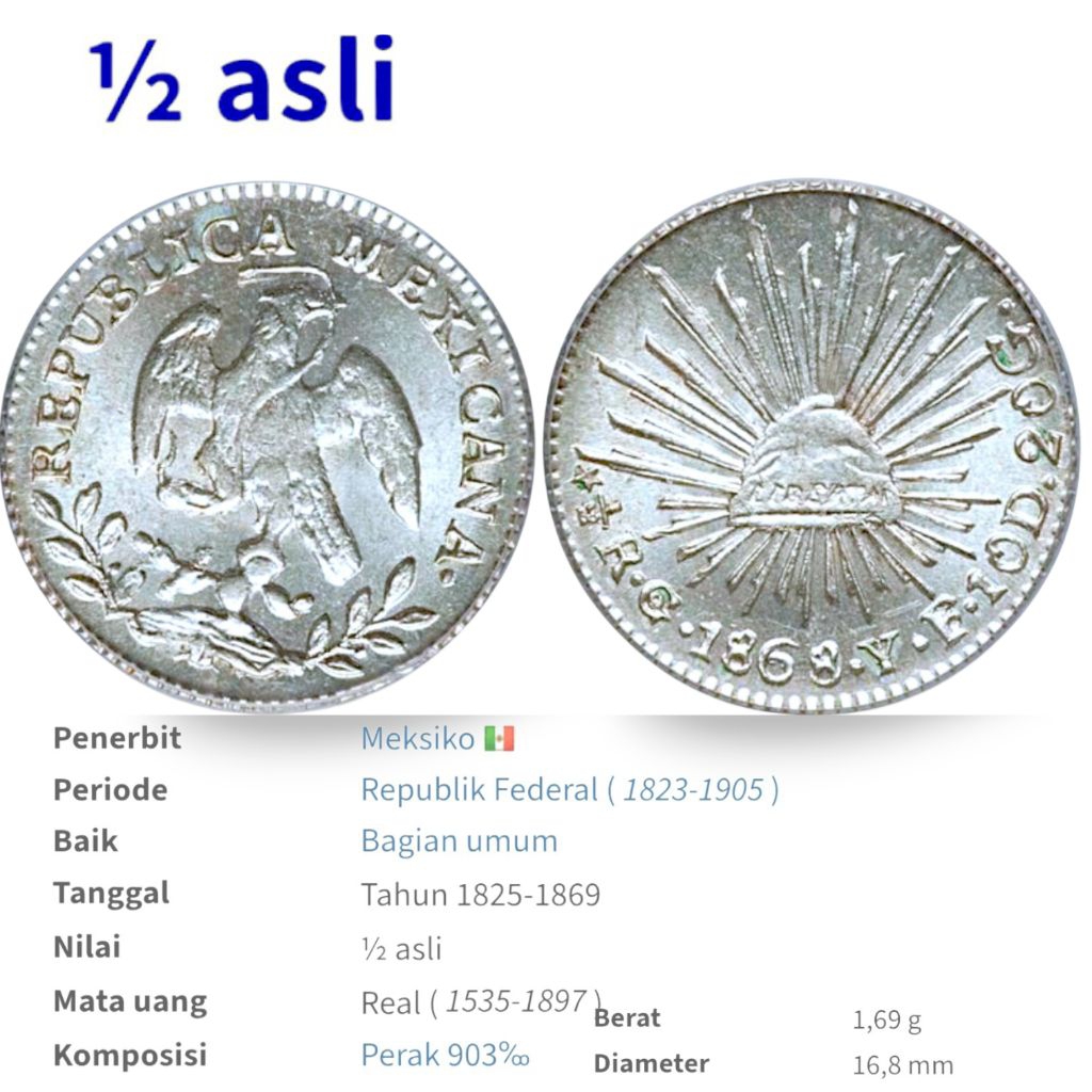 KOIN 1 PESO MEKSIKO EST 1867 - 1910 AUTENTIK