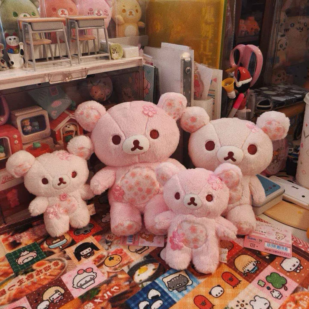 [PREORDER] Plush Rilakkuma Sakura Pink 30cm – Boneka Beruang Cute Soft