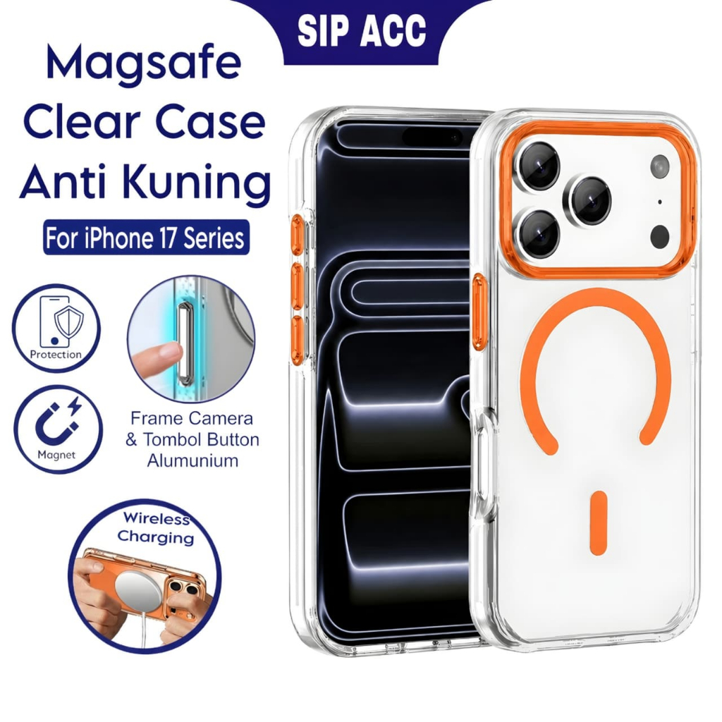 Case Iphone 17 Pro Max Case Clear Magsafe Magnetic Hardcase Anti Kuning Wireless Charging