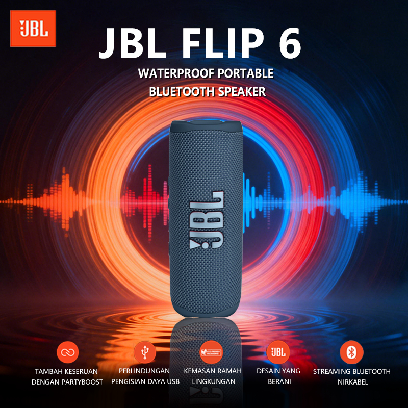 100%OriginalJBL Flip 6 Waterproof Portable Bluetooth Speaker Powerful Sound and Deep Bass, IPX7 Wate