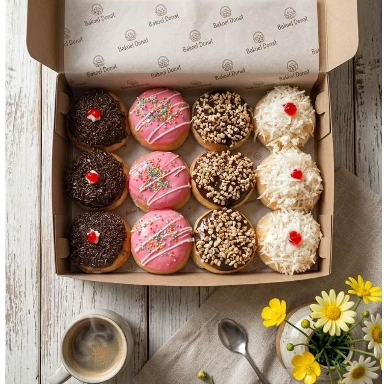 Donat mini toping mix coklat stroberi