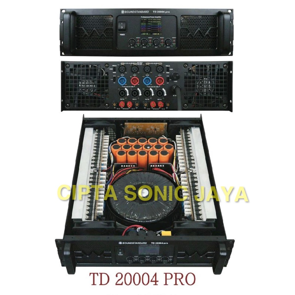 POWER AMPLIFIER SOUNDSTANDARD TD20004 PRO 4CH 4X2000 WATT ADA LAYAR LED SOUNDSTANDAR 3U td 20004 PRO