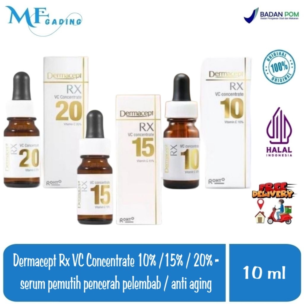 Dermacept Rx VC Concentrate 10% / 15% / 20% - serum Vitamin C - Vit C - BPOM - pemutih pencerah pele