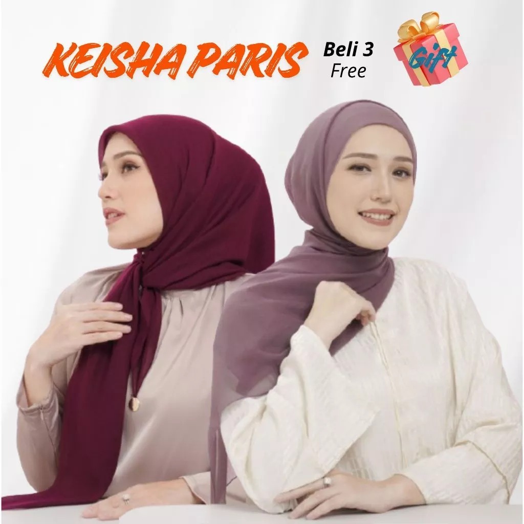 Elzatta Hijab Jilbab Kerudung Segi Empat Paris Polos Keisha Paris
