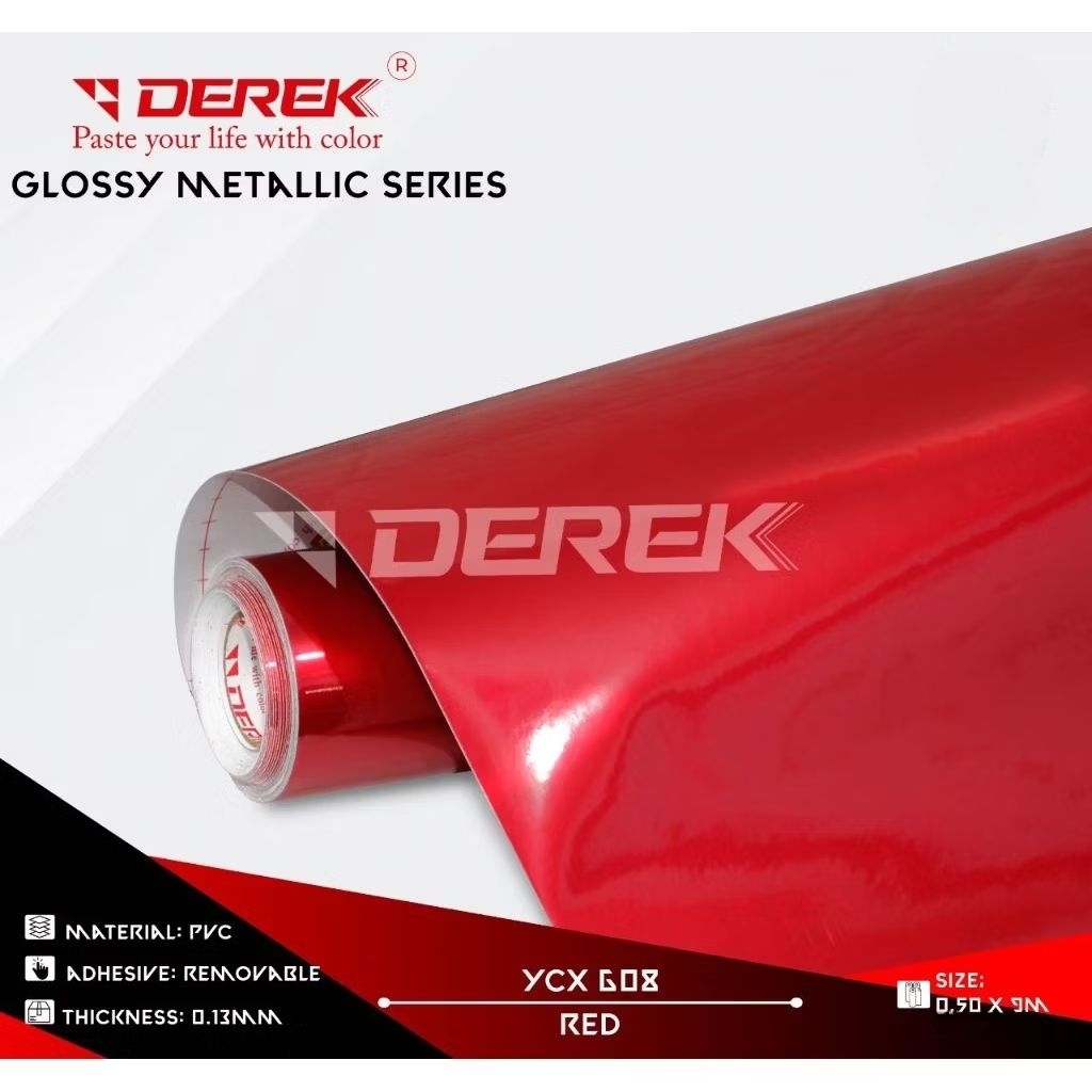 SKOTLET STIKER MOTOR MOBIL MERAH CANDY METALIK DEREK