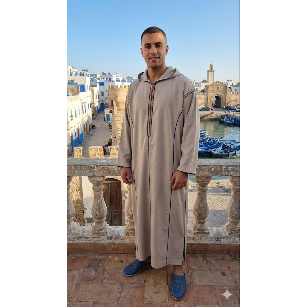 Djellaba.id Gamis Sholat Umroh Haji Baju Muslim Jubah Hoodie Jalabah Kapucong Maroko Pria Flanel Kre