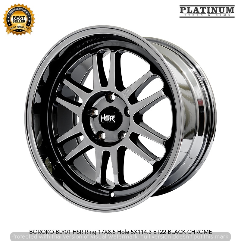 VELG HSR BOROKO BLY01 RING17 LOBANG 5 BLACK CHROME VELG MOBIL INNOVA RUSH CAMRY TERIOS ALMAZ