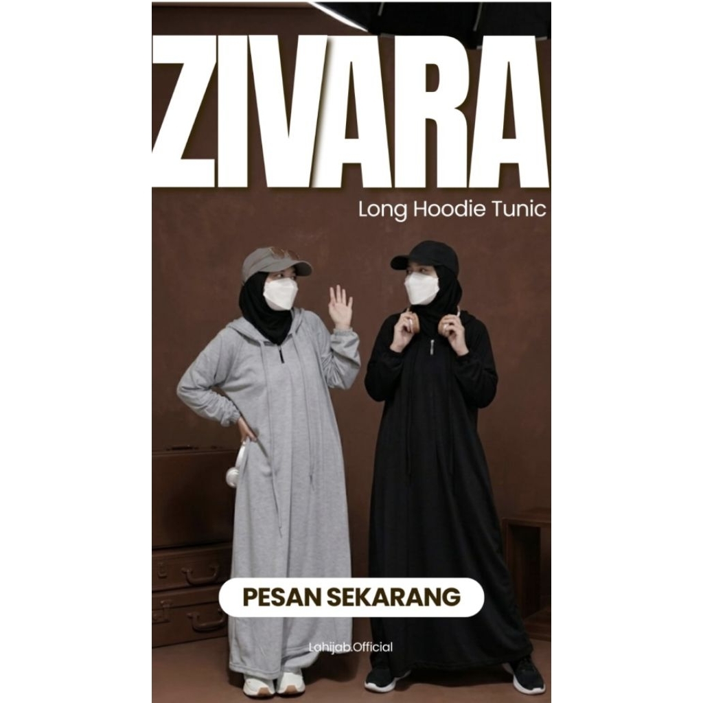 ZIVARA LONG TUNIK HOODIE belah samping