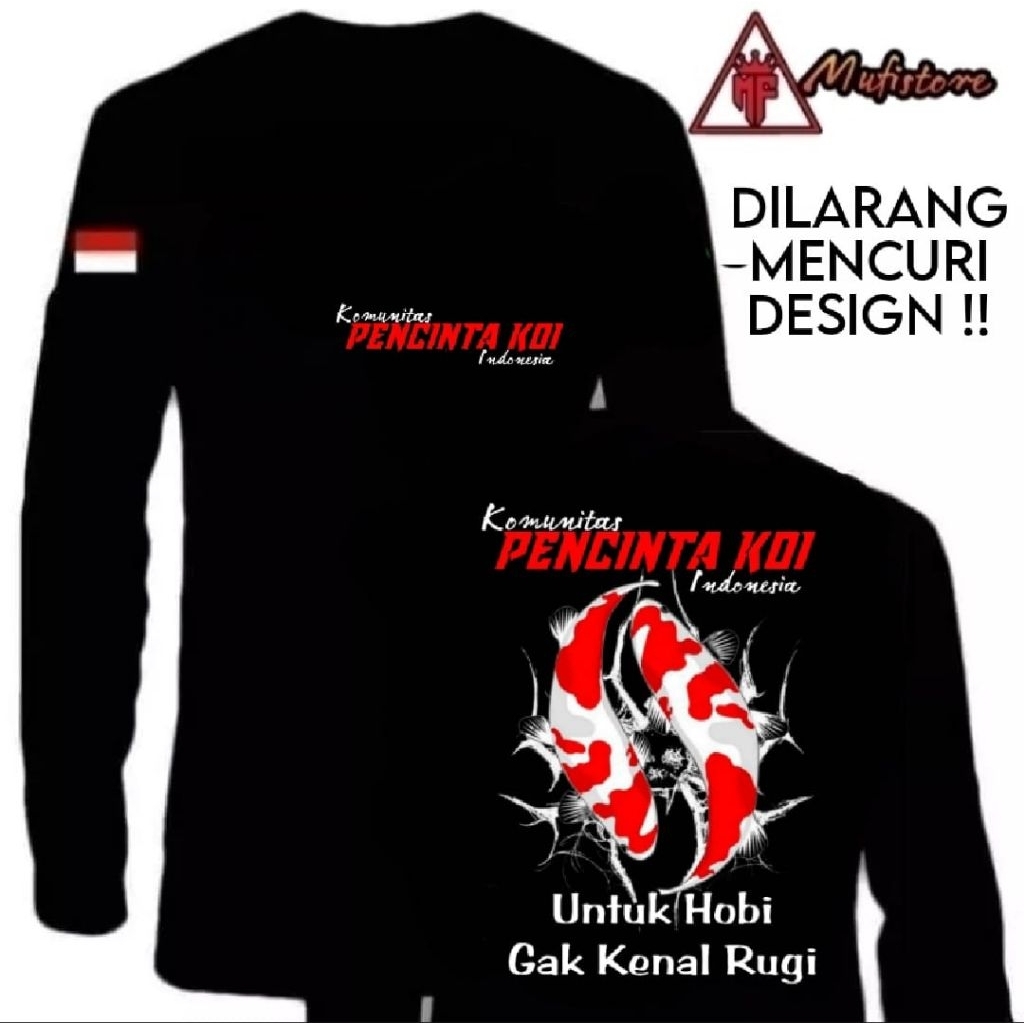 KAOS LENGAN PANJANG, KOMONITAS PENCINTA KOI, WARNA TULISAN MERAH