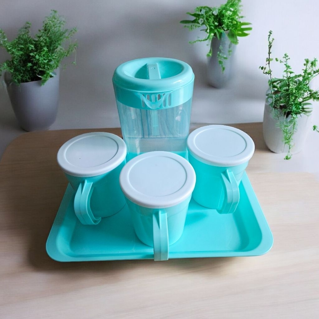 Set teko+gelas 3 pcs plastik wadah minuman es dan teh