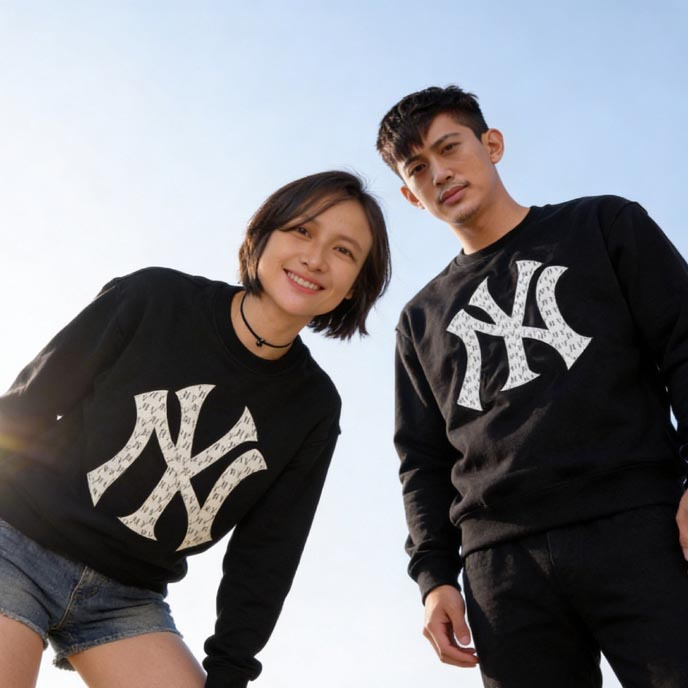 Sweater MLB Korea NY Classic Crewneck Unisex Sweatshirt Bahan Cotton Fleece Adem & Nyaman || SWEATER
