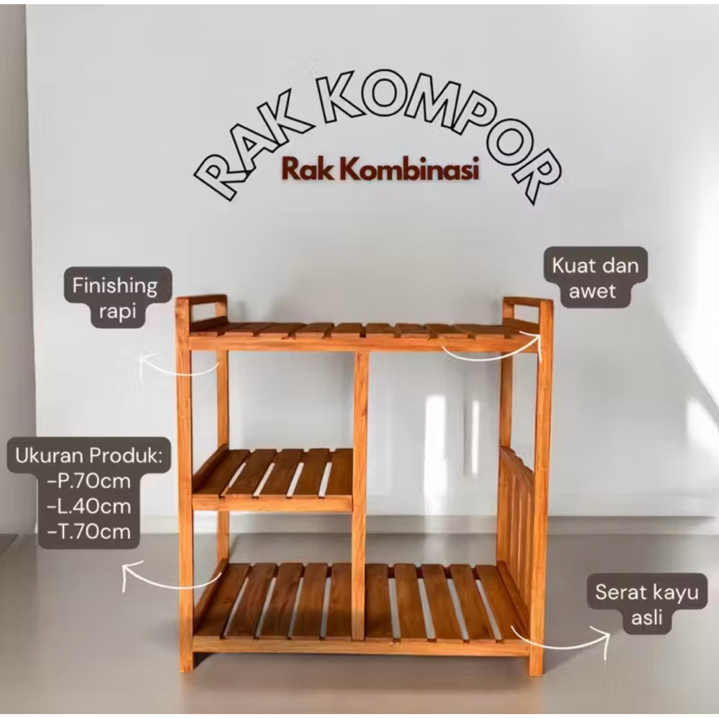 RAK KOMPOR KAYU MINIMALIS / RAK KOMPOR 2 TUNGKU /RAK AQUARIUM