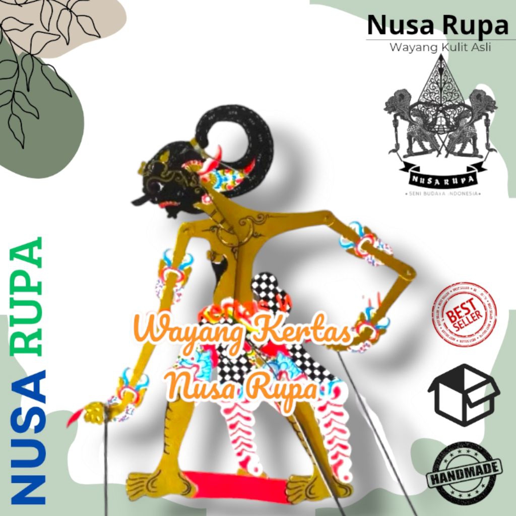 Wayang Kulit Kertas Bima 45cm Werkudara Bratasena
