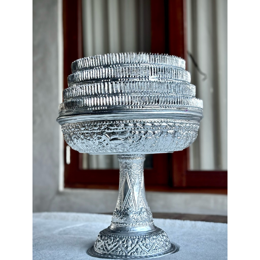 Dulang Slaka Wayang 33 cm Susun 4 Full Silver