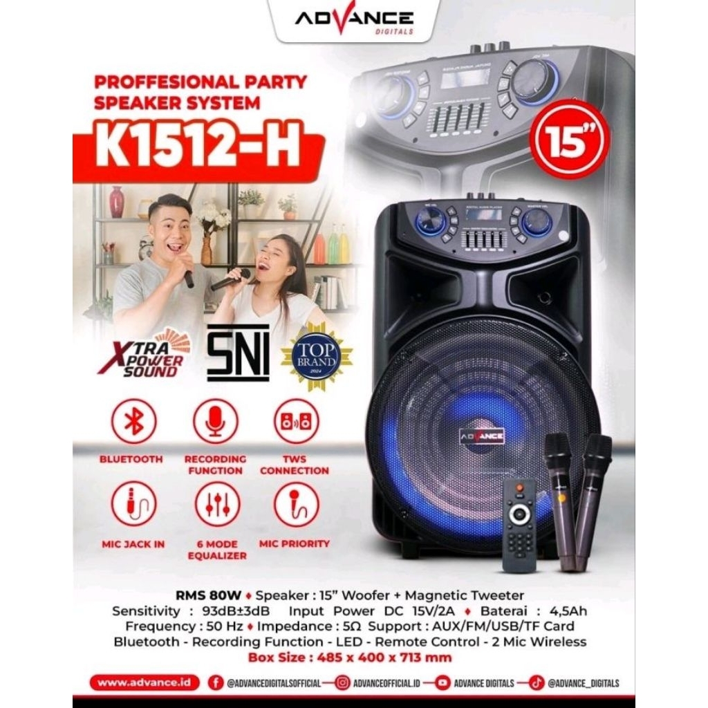 Advance Spiker Bluetooth 15 Inci K-1512H