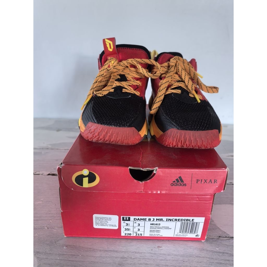 ​[PRELOVED] Sepatu Basket Anak Adidas Dame 8 J Mr. Incredible Pixar Original Authentic - HR1613 Red 