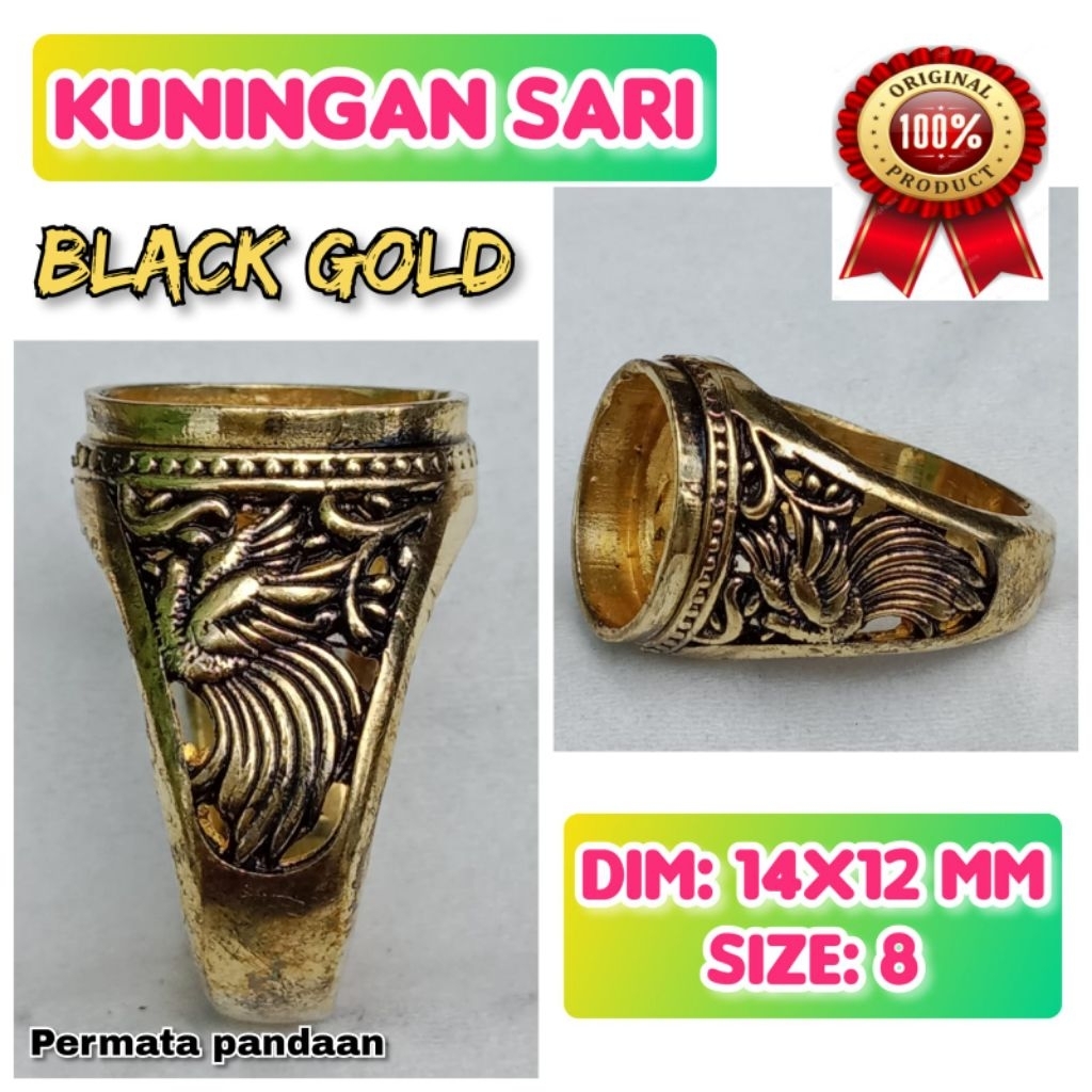 cincin emban batu akik batu permata Kuningan perunggu.59