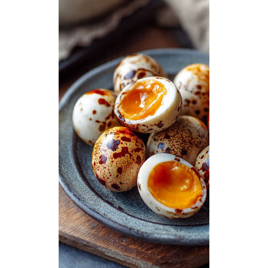 Telur puyuh matang rebus siap makan