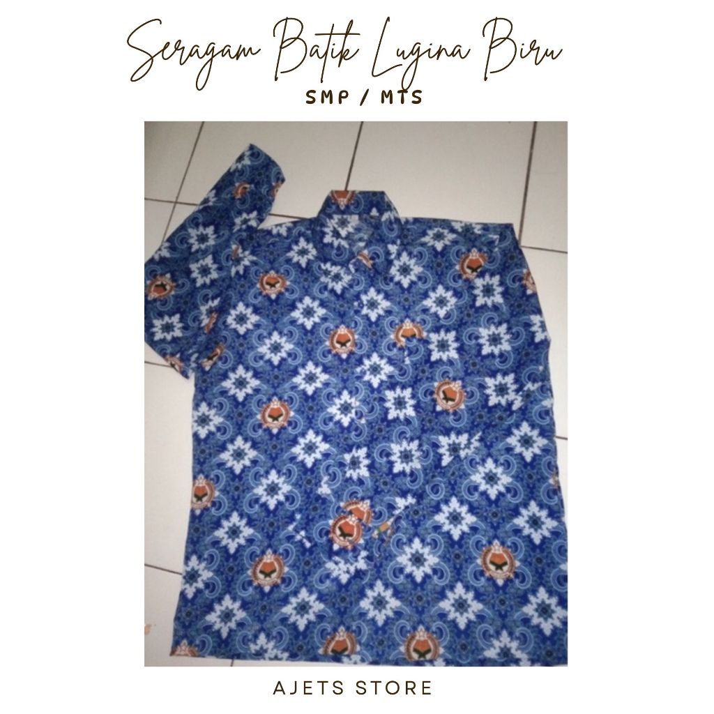 Baju Seragam Batik MTS Motif Lugina Biru