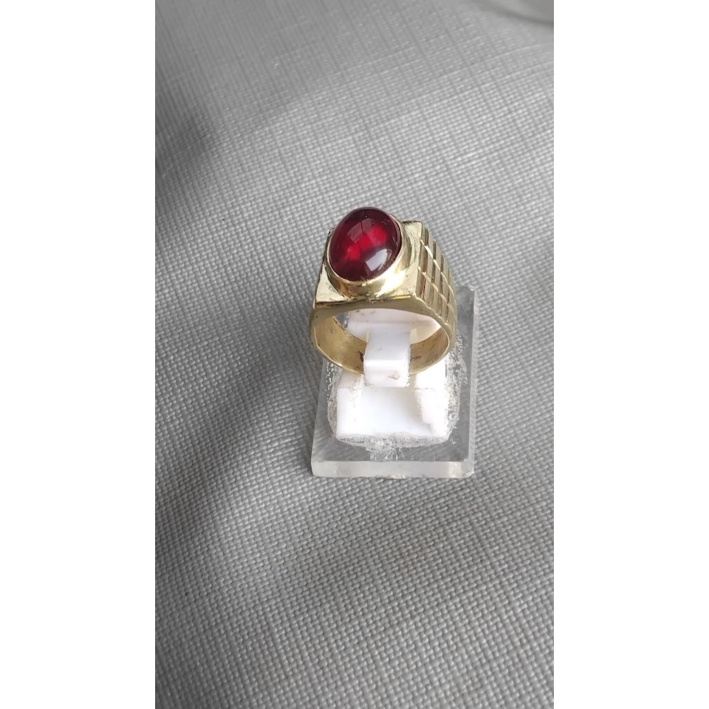 cincin batu merah siam bahan koin dim 14x10 model rolex