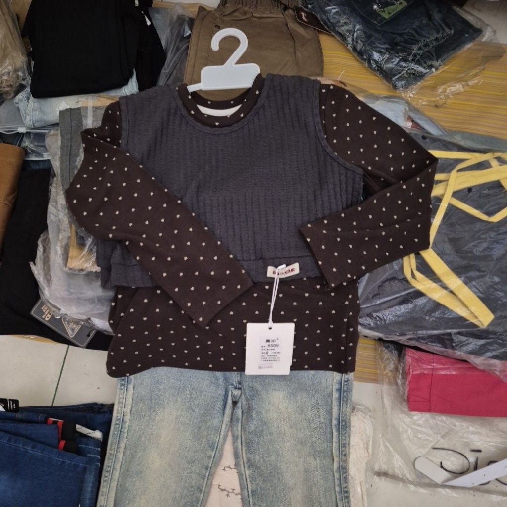 Set anak 2in1 jeans cutbrayy import + rompi cropp