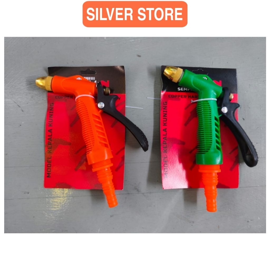 Semprotan Air Taman Nozzle Spray Gun Selang Air Kepala Kuning Adjustable Kran Cuci Mobil Tanaman Mul