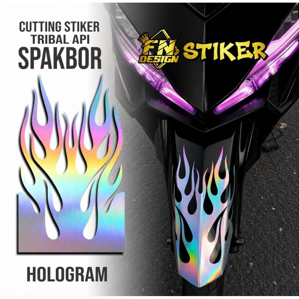 Stiker Cutting Lidah Api Spakbor Depan Penutup lecet Spakbor/Slebor depan Sepedah Motor